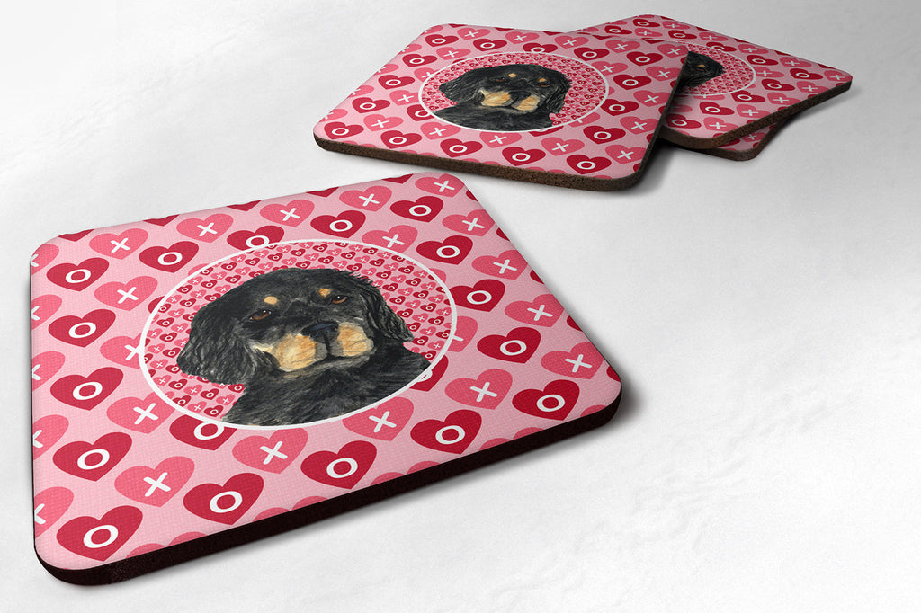 Gordon Setter Hearts Love and Valentine's Day Portrait Foam Coasters Set of 4 Cup Coasters for Indoor Outdoor, Tabletop Protection, Anti Slip, Mouse pad Material