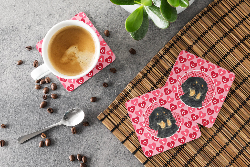 Gordon Setter Hearts Love and Valentine's Day Portrait Foam Coasters Set of 4 Cup Coasters for Indoor Outdoor, Tabletop Protection, Anti Slip, Mouse pad Material