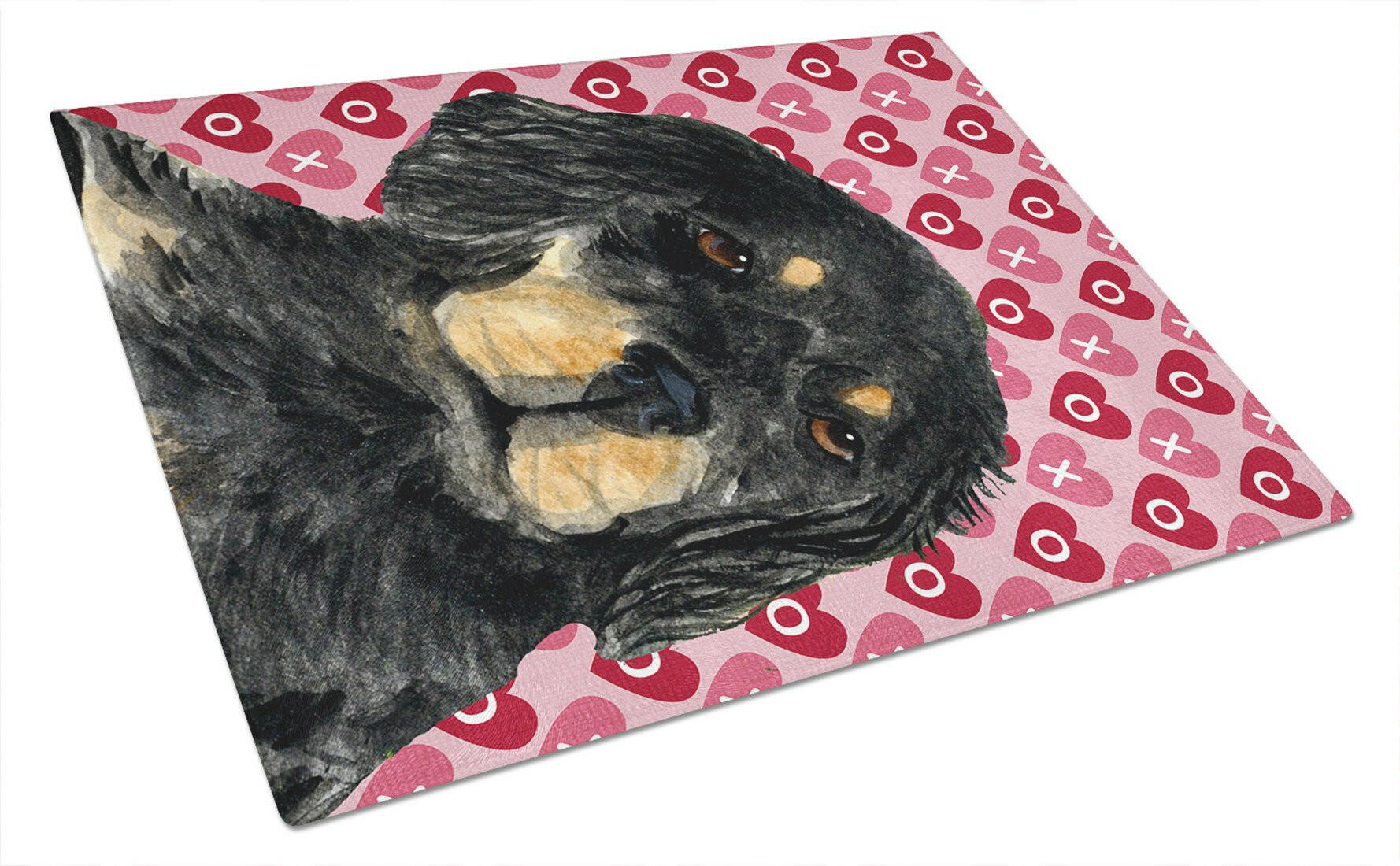 Gordon Setter Hearts Love and Valentine's Day Portrait Cutting Board Tempered Glass Kitchen Cutting Surface, Heat Resistant Chopping, Non-Slip Feet, Food Prep & Serving