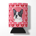 Boston Terrier Hearts Love Valentine's Day Can or Bottle Hugger Cooler Sleeve for Standard 12 oz Cans, Insulated Foam Beer & Soda Can Hugger Reusable