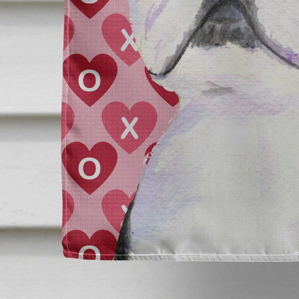 Boston Terrier Hearts Love Valentine's Day House Flag 28x40 Porch Sleeve Pole Decorative Outside Yard Banner Artwork Wall Hanging, Polyester