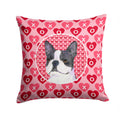 Boston Terrier Hearts Love Valentine's Day Decorative Throw Pillow 14x14 Indoor Outdoor Accent Cushion, Fabric Cover with Insert for Sofa, Bed, Porch & Living Room
