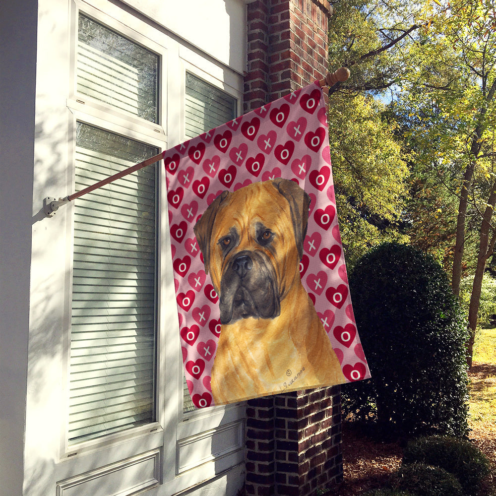 Bullmastiff Hearts Love and Valentine's Day Portrait House Flag 28x40 Porch Sleeve Pole Decorative Outside Yard Banner Artwork Wall Hanging, Polyester