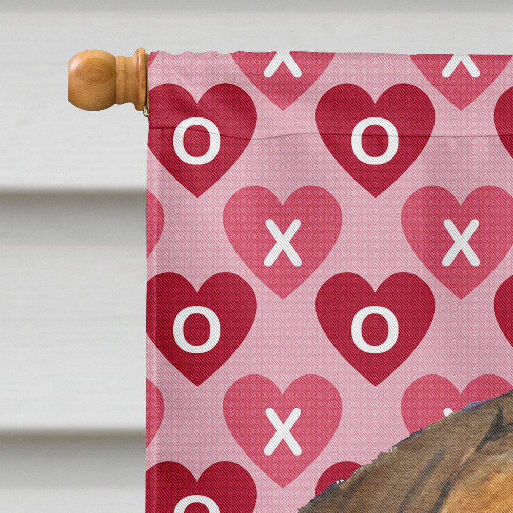 Bullmastiff Hearts Love and Valentine's Day Portrait House Flag 28x40 Porch Sleeve Pole Decorative Outside Yard Banner Artwork Wall Hanging, Polyester