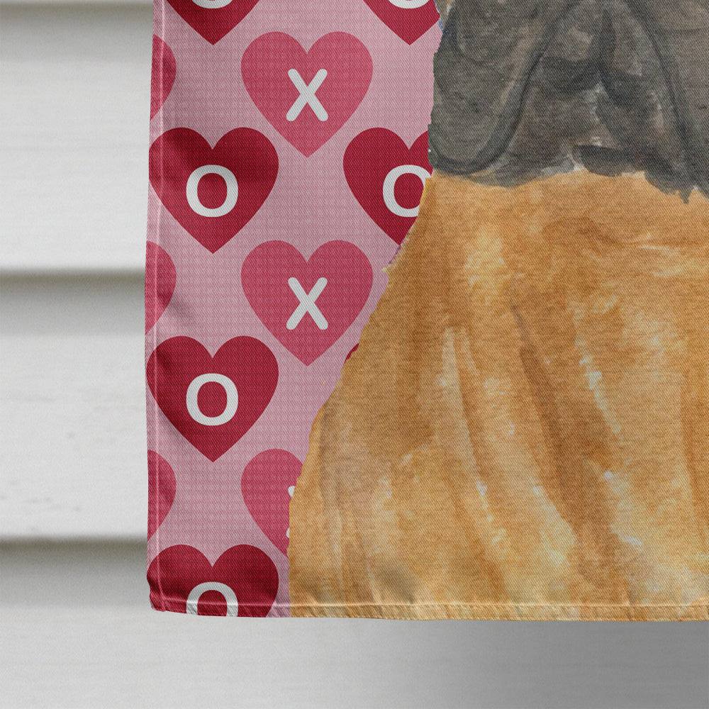 Bullmastiff Hearts Love and Valentine's Day Portrait House Flag 28x40 Porch Sleeve Pole Decorative Outside Yard Banner Artwork Wall Hanging, Polyester