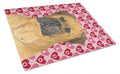 Bullmastiff Hearts Love and Valentine's Day Portrait Cutting Board Tempered Glass Kitchen Cutting Surface, Heat Resistant Chopping, Non-Slip Feet, Food Prep & Serving