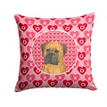 Bullmastiff Hearts Love and Valentine's Day Portrait Decorative Throw Pillow 14x14 Indoor Outdoor Accent Cushion, Fabric Cover with Insert for Sofa, Bed, Porch & Living Room