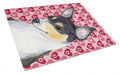Chihuahua Hearts Love and Valentine's Day Portrait Cutting Board Tempered Glass Kitchen Cutting Surface, Heat Resistant Chopping, Non-Slip Feet, Food Prep & Serving