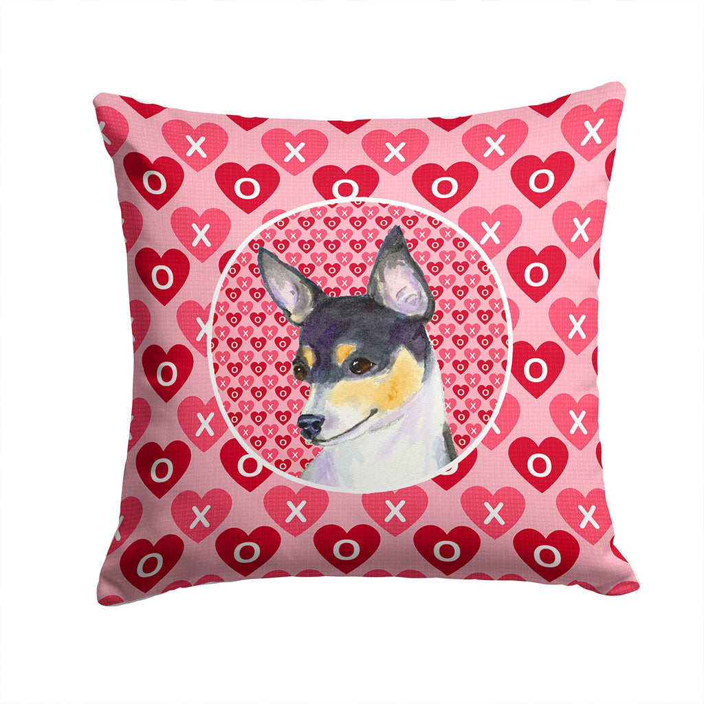Chihuahua Hearts Love and Valentine's Day Portrait Decorative Throw Pillow 14x14 Indoor Outdoor Accent Cushion, Fabric Cover with Insert for Sofa, Bed, Porch & Living Room