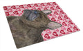 French Bulldog Hearts Love and Valentine's Day Portrait Cutting Board Tempered Glass Kitchen Cutting Surface, Heat Resistant Chopping, Non-Slip Feet, Food Prep & Serving