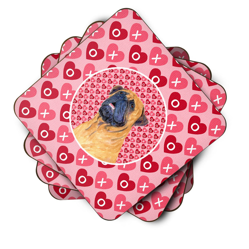 Mastiff Hearts Love and Valentine's Day Portrait Foam Coasters Set of 4 Cup Coasters for Indoor Outdoor, Tabletop Protection, Anti Slip, Mouse pad Material