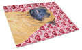 Mastiff Hearts Love and Valentine's Day Portrait Cutting Board Tempered Glass Kitchen Cutting Surface, Heat Resistant Chopping, Non-Slip Feet, Food Prep & Serving