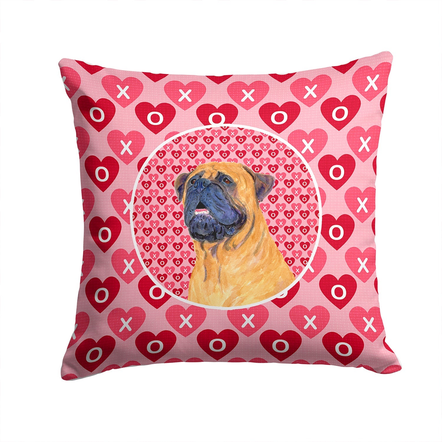 Mastiff Hearts Love and Valentine's Day Portrait Decorative Throw Pillow 14x14 Indoor Outdoor Accent Cushion, Fabric Cover with Insert for Sofa, Bed, Porch & Living Room