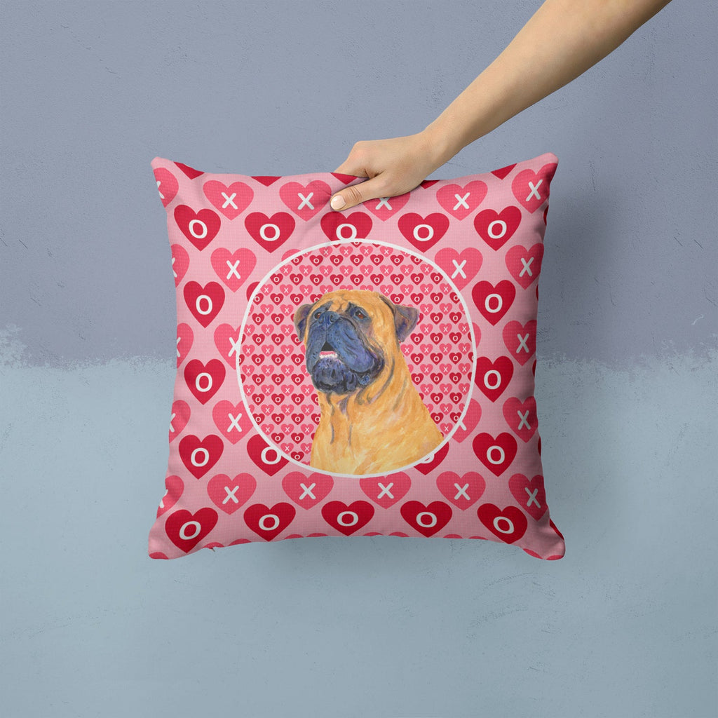 Mastiff Hearts Love and Valentine's Day Portrait Decorative Throw Pillow 14x14 Indoor Outdoor Accent Cushion, Fabric Cover with Insert for Sofa, Bed, Porch & Living Room
