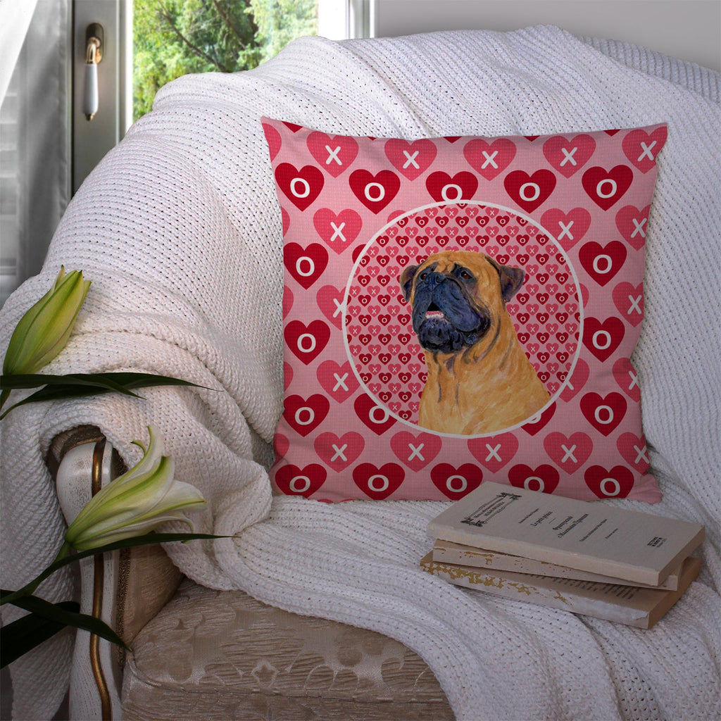Mastiff Hearts Love and Valentine's Day Portrait Decorative Throw Pillow 14x14 Indoor Outdoor Accent Cushion, Fabric Cover with Insert for Sofa, Bed, Porch & Living Room