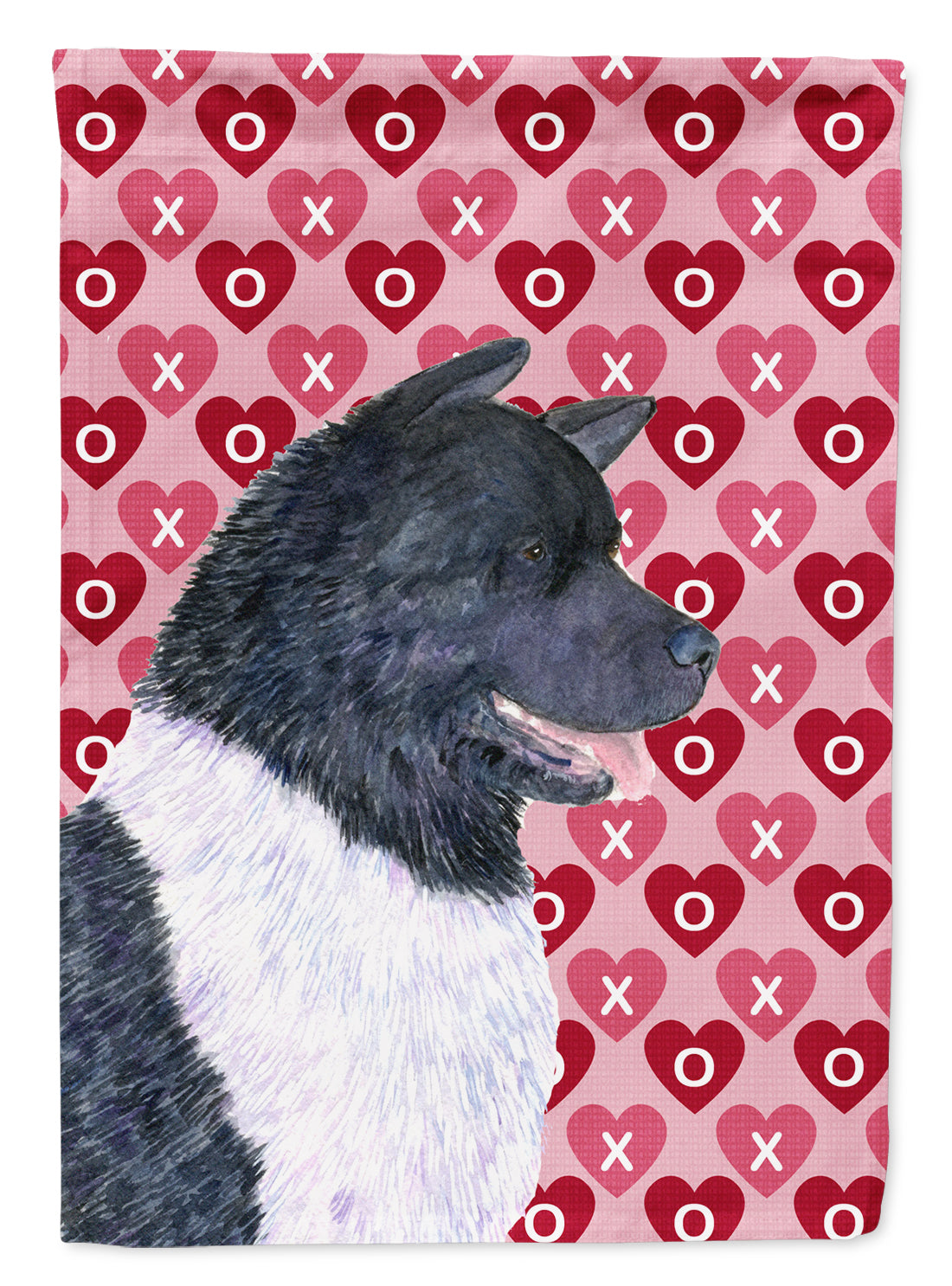 Akita Hearts Love and Valentine's Day Portrait House Flag 28x40 Porch Sleeve Pole Decorative Outside Yard Banner Artwork Wall Hanging, Polyester
