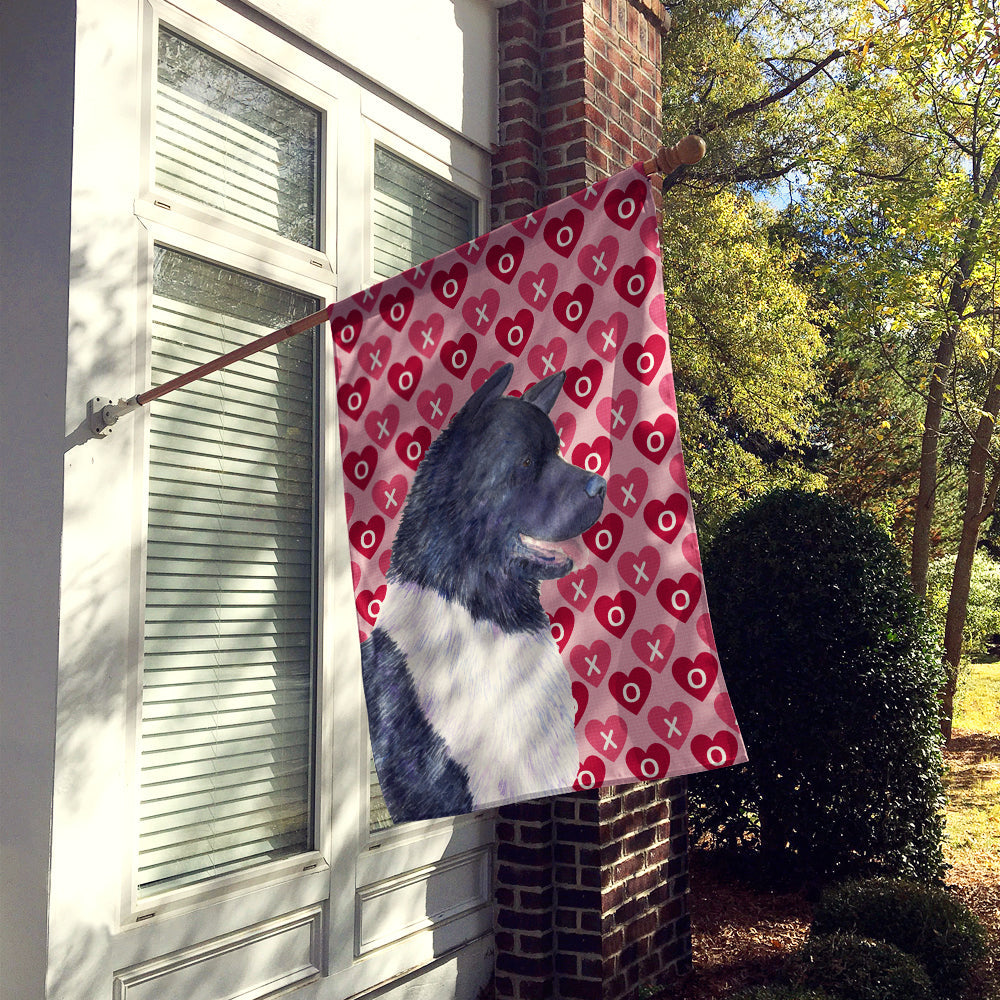 Akita Hearts Love and Valentine's Day Portrait House Flag 28x40 Porch Sleeve Pole Decorative Outside Yard Banner Artwork Wall Hanging, Polyester