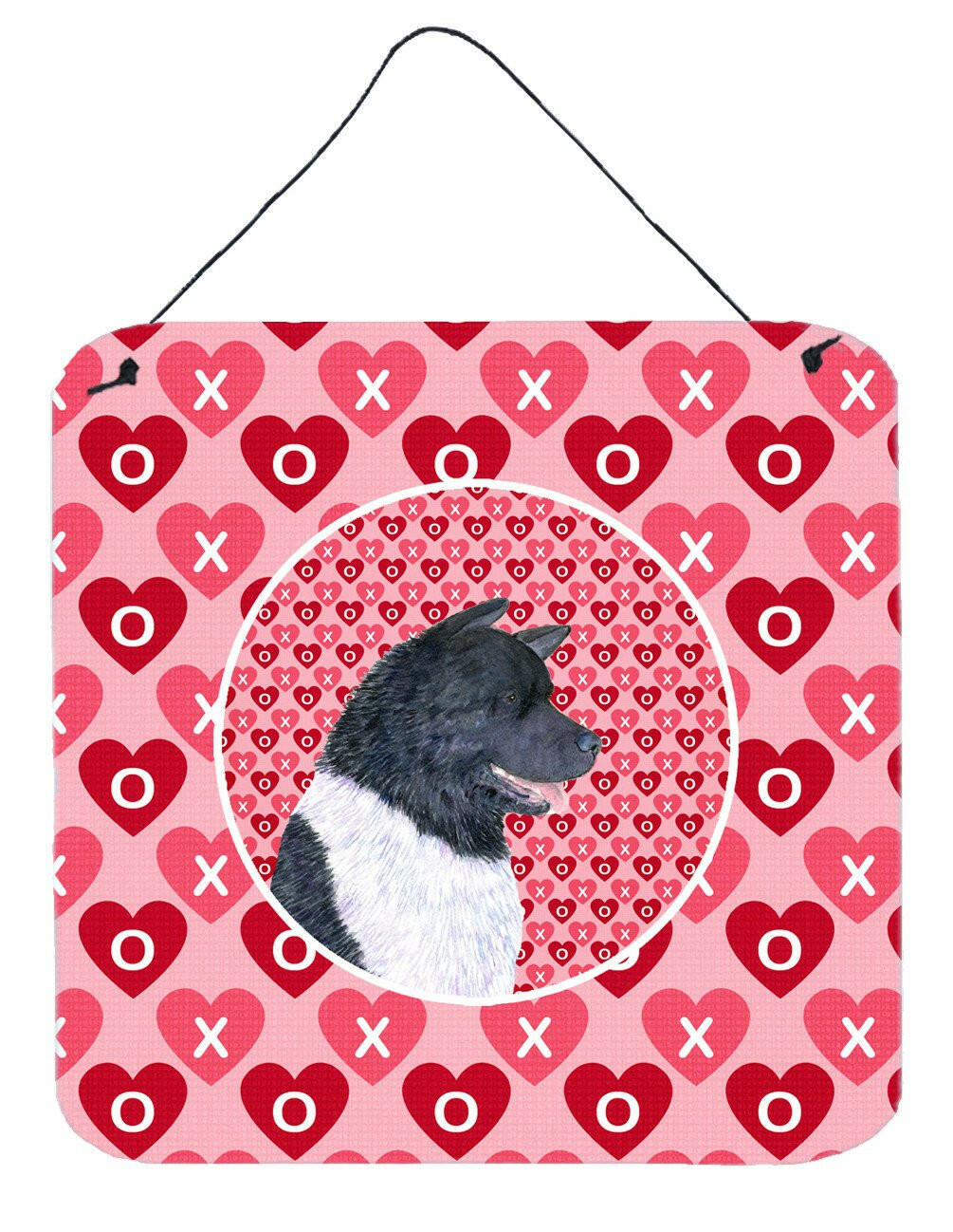 Akita Hearts Love and Valentine's Day Portrait Wall or Door Hanging Prints Aluminum Metal Sign Kitchen Wall Bar Bathroom Plaque Home Decor, 6x6, Multicolor