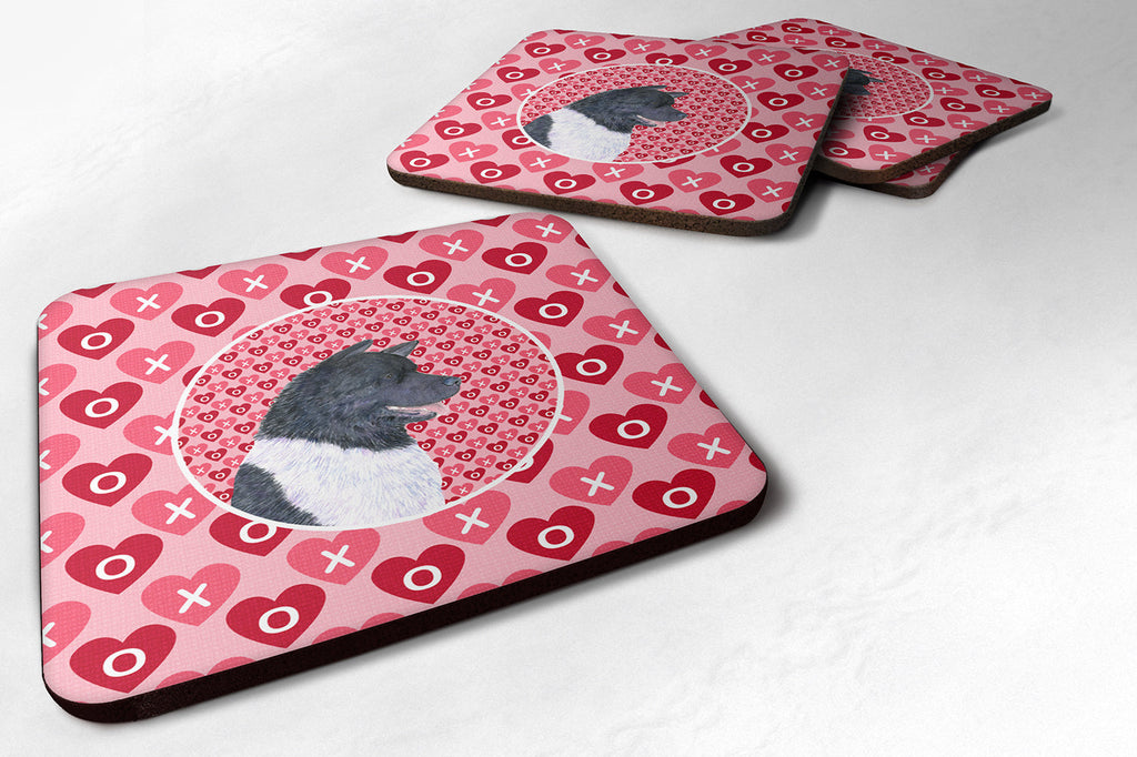 Akita Hearts Love and Valentine's Day Portrait Foam Coasters Set of 4 Cup Coasters for Indoor Outdoor, Tabletop Protection, Anti Slip, Mouse pad Material