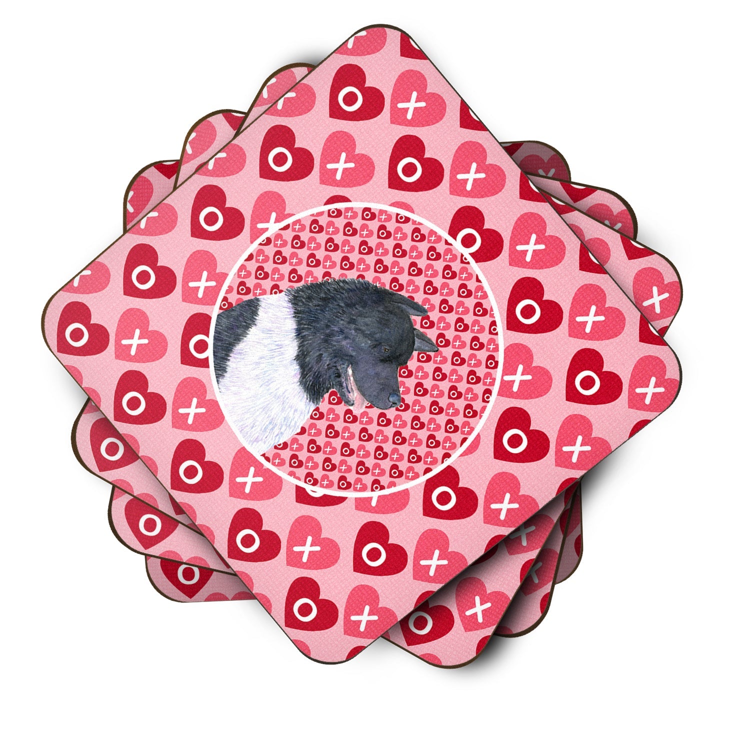 Akita Hearts Love and Valentine's Day Portrait Foam Coasters Set of 4 Cup Coasters for Indoor Outdoor, Tabletop Protection, Anti Slip, Mouse pad Material