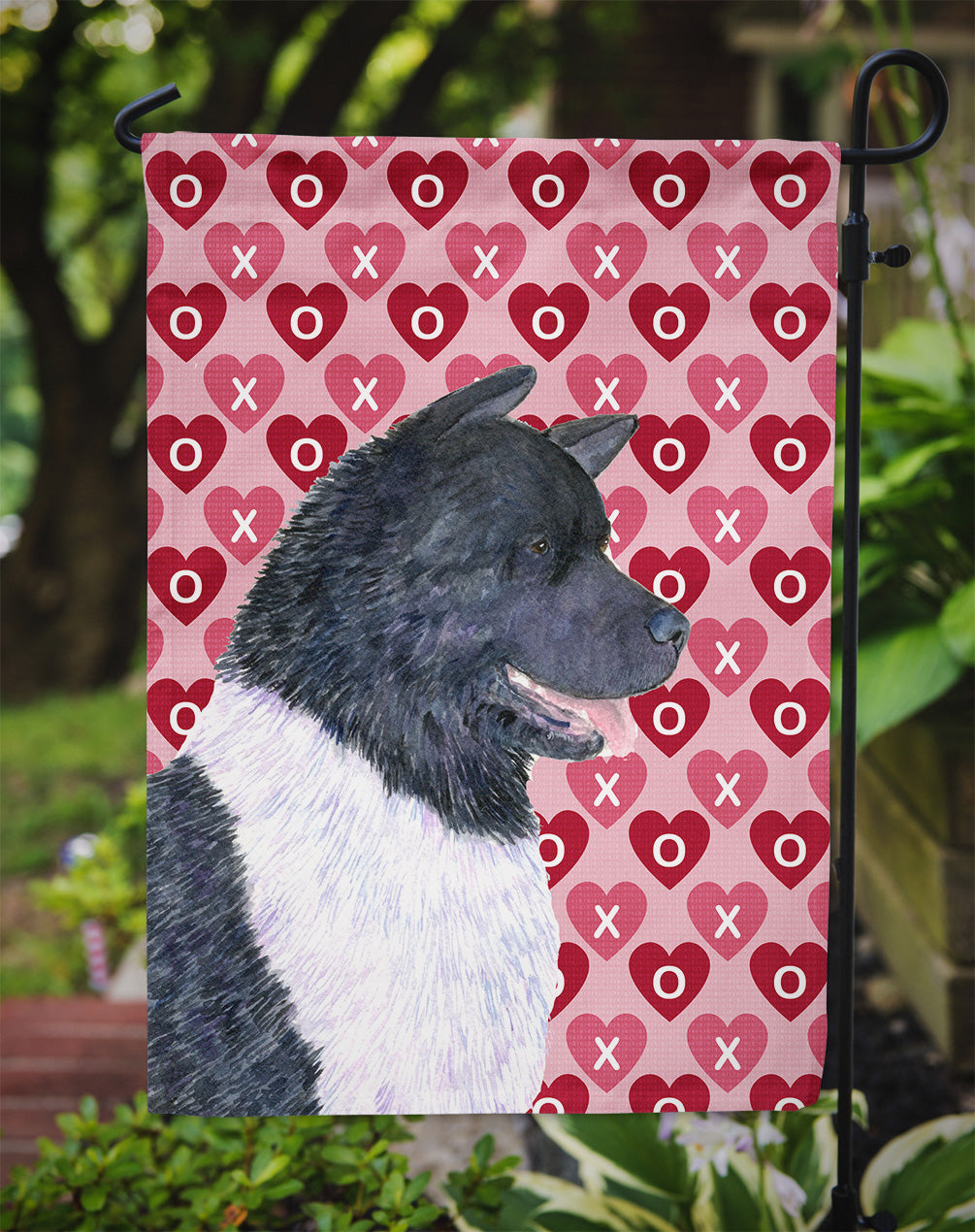 Akita Hearts Love and Valentine's Day Portrait Garden Flag Mailbox Decorative Yard Banner Outside Patio Artwork for Flower Beds, Garden Size, Multicolor