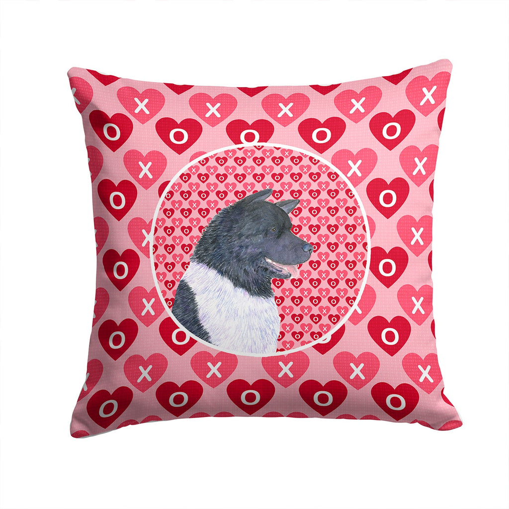 Akita Hearts Love and Valentine's Day Portrait Decorative Throw Pillow 14x14 Indoor Outdoor Accent Cushion, Fabric Cover with Insert for Sofa, Bed, Porch & Living Room