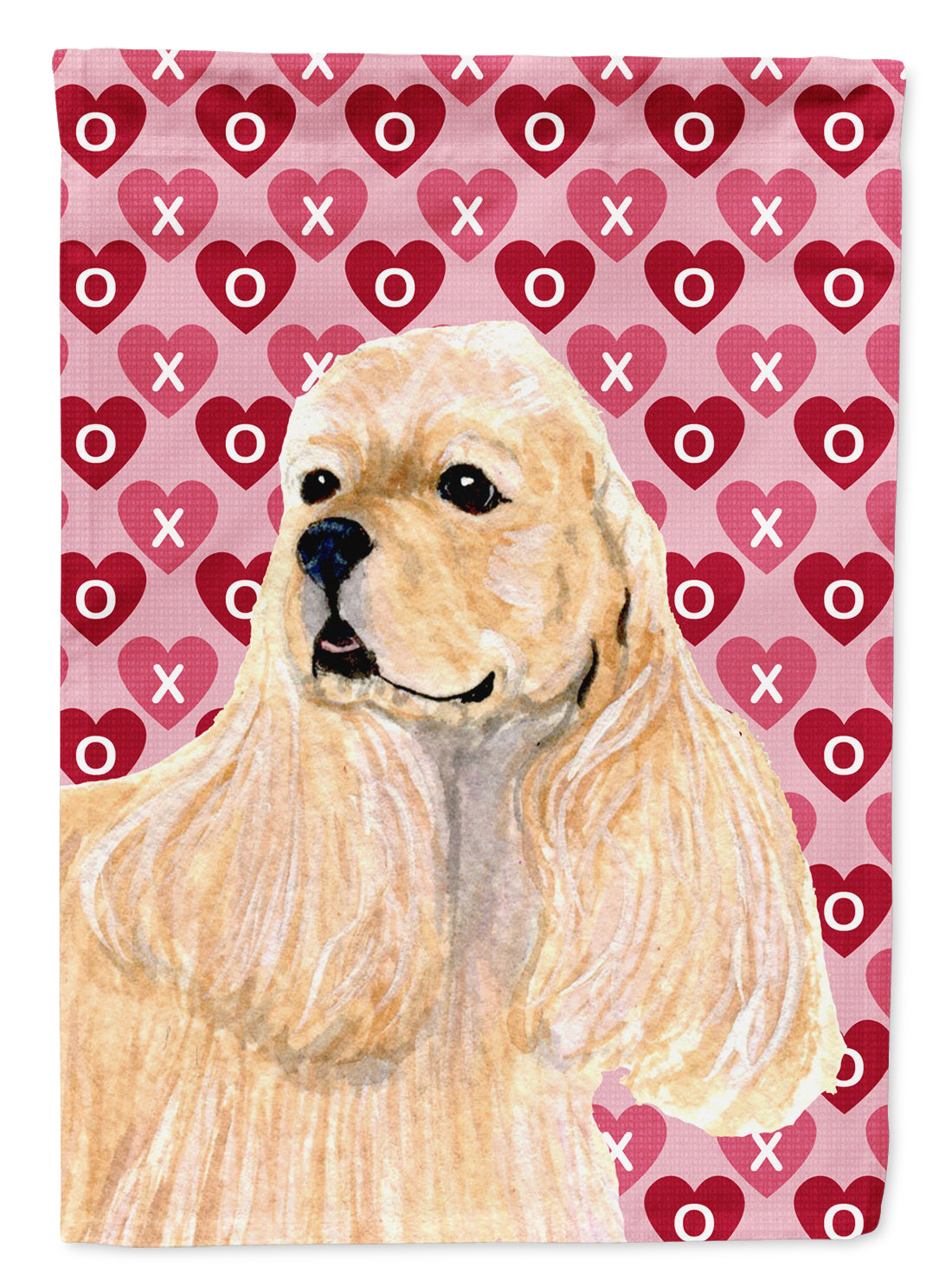 Buff Cocker Spaniel Hearts Love Valentine's Day House Flag 28x40 Porch Sleeve Pole Decorative Outside Yard Banner Artwork Wall Hanging, Polyester