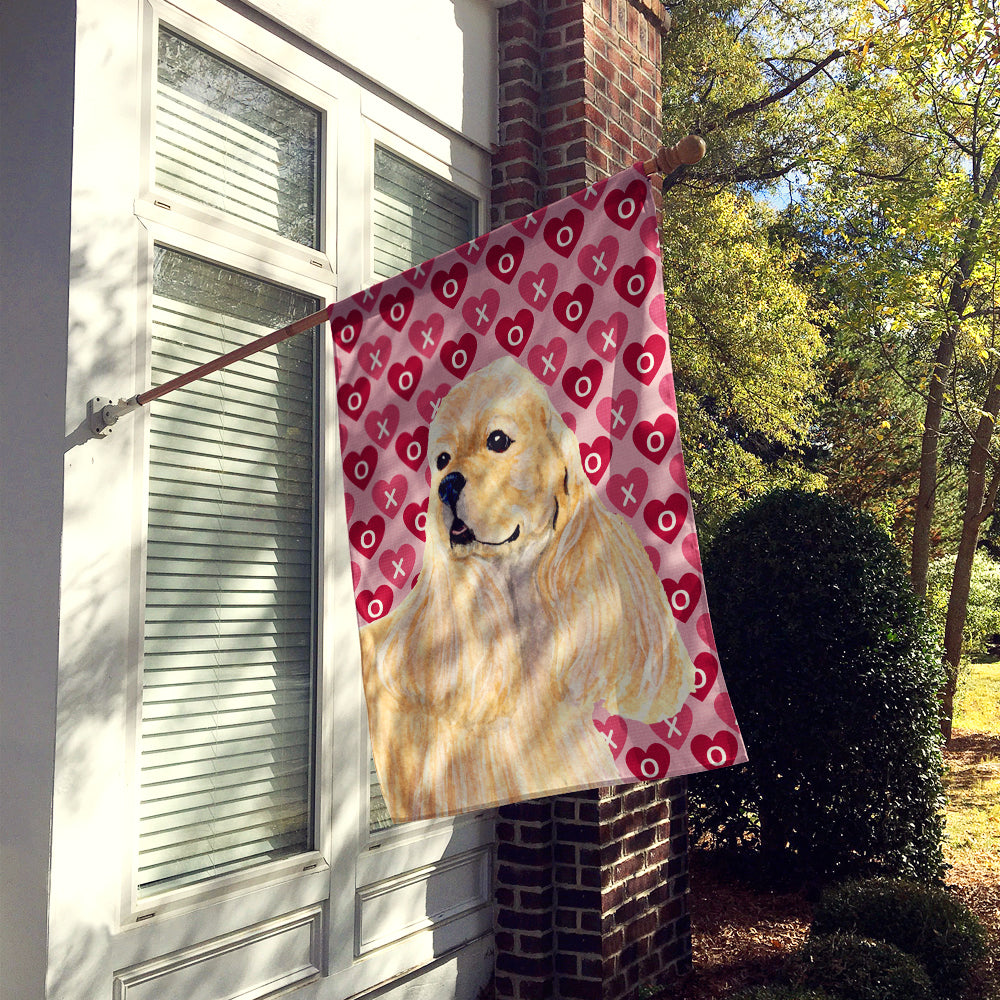 Buff Cocker Spaniel Hearts Love Valentine's Day House Flag 28x40 Porch Sleeve Pole Decorative Outside Yard Banner Artwork Wall Hanging, Polyester