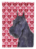 Schnauzer Hearts Love and Valentine's Day Portrait House Flag 28x40 Porch Sleeve Pole Decorative Outside Yard Banner Artwork Wall Hanging, Polyester