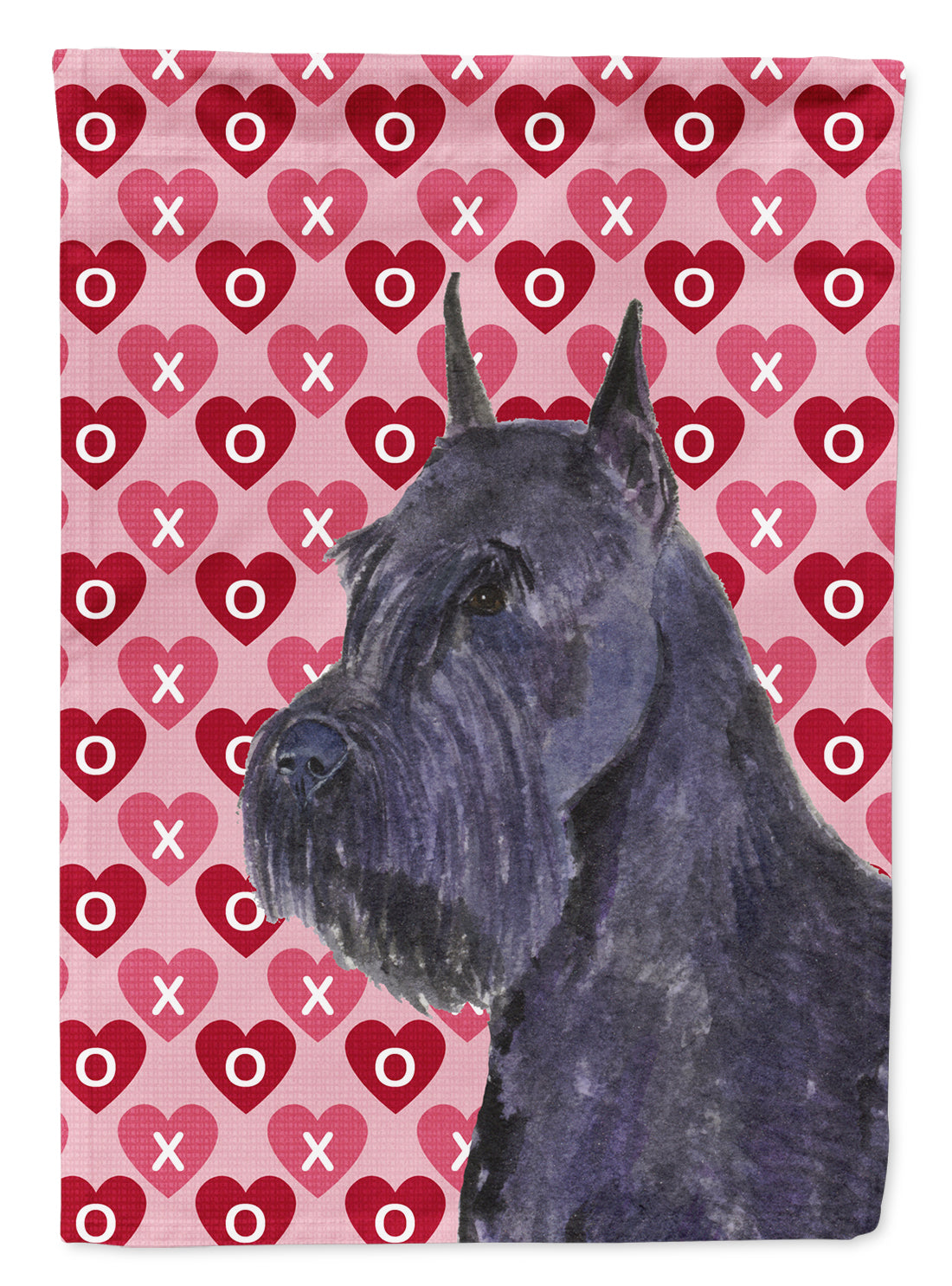 Schnauzer Hearts Love and Valentine's Day Portrait House Flag 28x40 Porch Sleeve Pole Decorative Outside Yard Banner Artwork Wall Hanging, Polyester