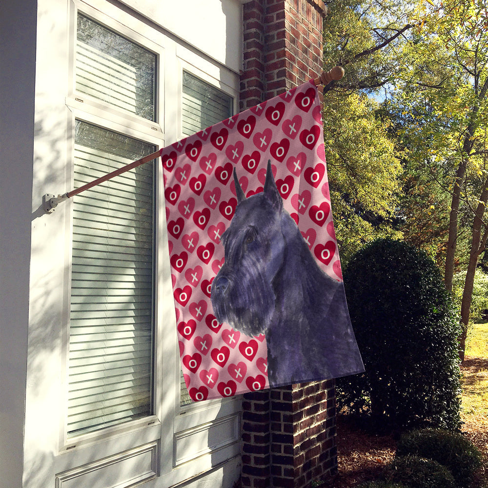 Schnauzer Hearts Love and Valentine's Day Portrait House Flag 28x40 Porch Sleeve Pole Decorative Outside Yard Banner Artwork Wall Hanging, Polyester