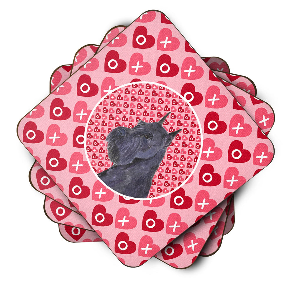 Schnauzer Hearts Love and Valentine's Day Portrait Foam Coasters Set of 4 Cup Coasters for Indoor Outdoor, Tabletop Protection, Anti Slip, Mouse pad Material