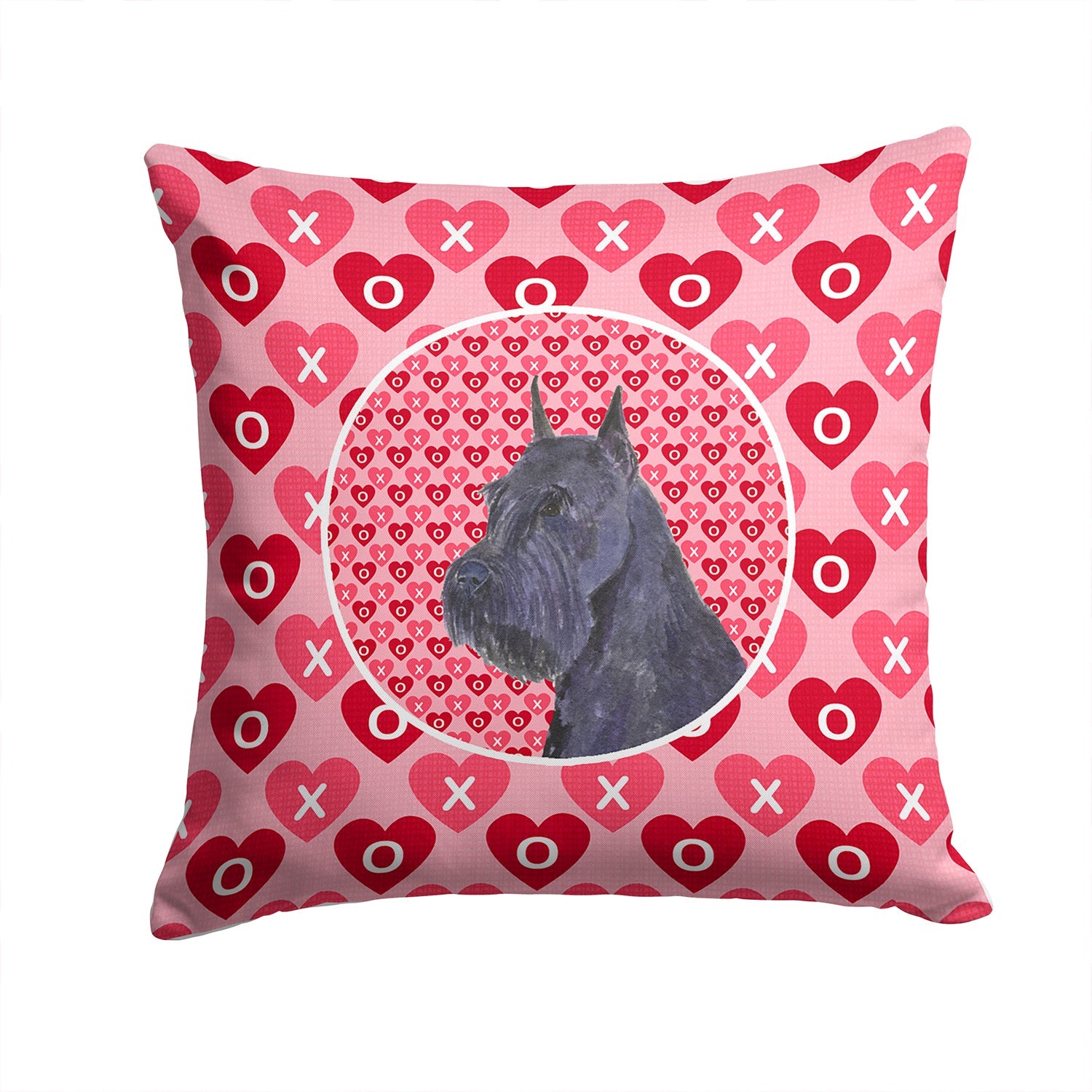Schnauzer Hearts Love and Valentine's Day Portrait Decorative Throw Pillow 14x14 Indoor Outdoor Accent Cushion, Fabric Cover with Insert for Sofa, Bed, Porch & Living Room