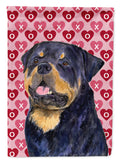 Rottweiler Hearts Love and Valentine's Day Portrait House Flag 28x40 Porch Sleeve Pole Decorative Outside Yard Banner Artwork Wall Hanging, Polyester