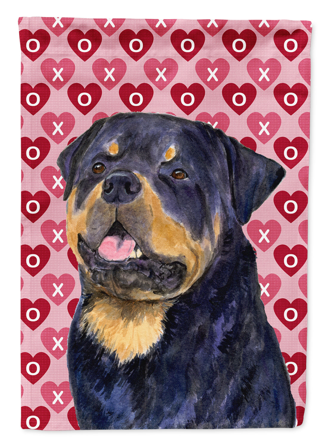Rottweiler Hearts Love and Valentine's Day Portrait House Flag 28x40 Porch Sleeve Pole Decorative Outside Yard Banner Artwork Wall Hanging, Polyester