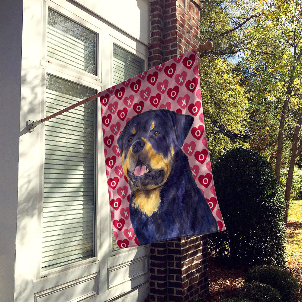 Rottweiler Hearts Love and Valentine's Day Portrait House Flag 28x40 Porch Sleeve Pole Decorative Outside Yard Banner Artwork Wall Hanging, Polyester