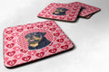 Rottweiler Hearts Love and Valentine's Day Portrait Foam Coasters Set of 4 Cup Coasters for Indoor Outdoor, Tabletop Protection, Anti Slip, Mouse pad Material