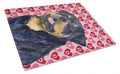 Rottweiler Hearts Love and Valentine's Day Portrait Cutting Board Tempered Glass Kitchen Cutting Surface, Heat Resistant Chopping, Non-Slip Feet, Food Prep & Serving