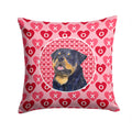 Rottweiler Hearts Love and Valentine's Day Portrait Decorative Throw Pillow 14x14 Indoor Outdoor Accent Cushion, Fabric Cover with Insert for Sofa, Bed, Porch & Living Room