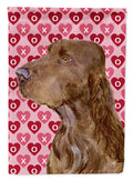 Field Spaniel Hearts Love and Valentine's Day Portrait House Flag 28x40 Porch Sleeve Pole Decorative Outside Yard Banner Artwork Wall Hanging, Polyester