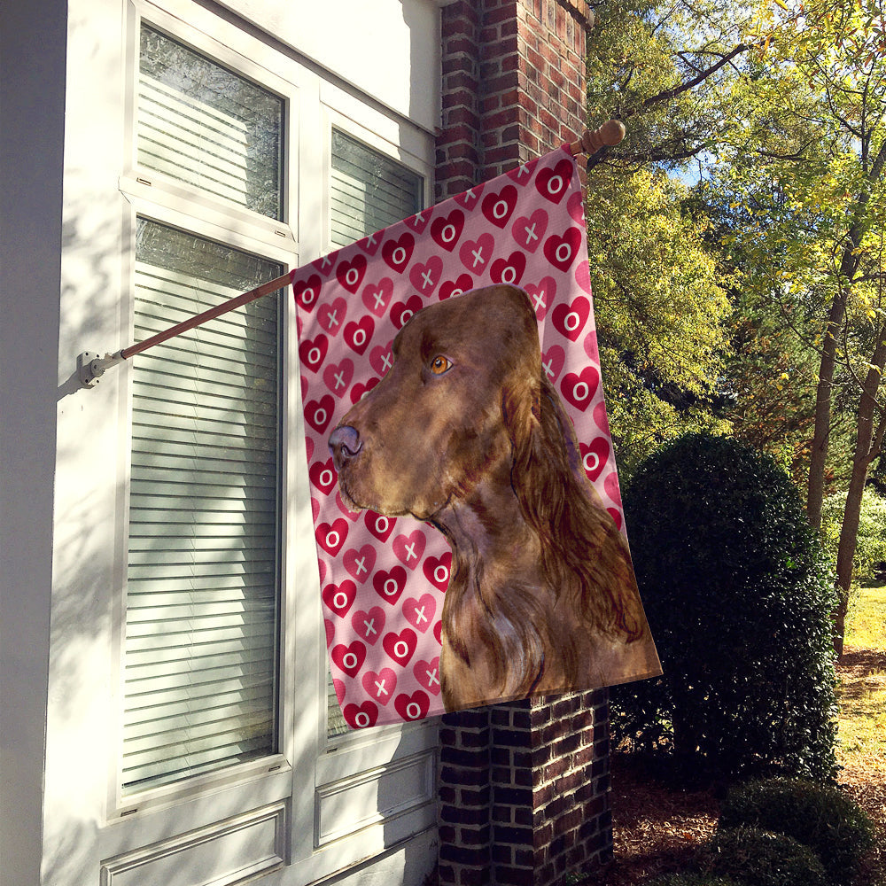 Field Spaniel Hearts Love and Valentine's Day Portrait House Flag 28x40 Porch Sleeve Pole Decorative Outside Yard Banner Artwork Wall Hanging, Polyester