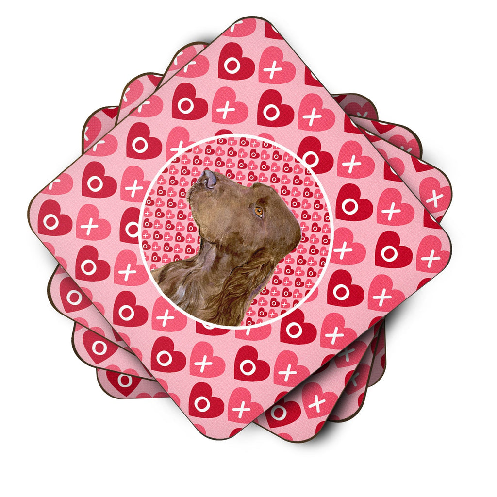 Field Spaniel Hearts Love and Valentine's Day Portrait Foam Coasters Set of 4 Cup Coasters for Indoor Outdoor, Tabletop Protection, Anti Slip, Mouse pad Material