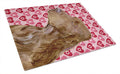 Field Spaniel Hearts Love and Valentine's Day Portrait Cutting Board Tempered Glass Kitchen Cutting Surface, Heat Resistant Chopping, Non-Slip Feet, Food Prep & Serving