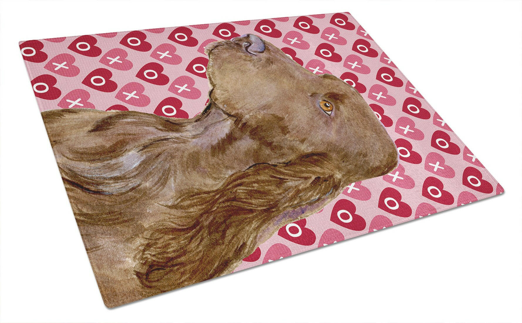 Field Spaniel Hearts Love and Valentine's Day Portrait Cutting Board Tempered Glass Kitchen Cutting Surface, Heat Resistant Chopping, Non-Slip Feet, Food Prep & Serving