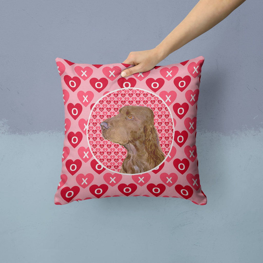 Field Spaniel Hearts Love and Valentine's Day Portrait Decorative Throw Pillow 14x14 Indoor Outdoor Accent Cushion, Fabric Cover with Insert for Sofa, Bed, Porch & Living Room