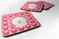 Bichon Frise Hearts Love and Valentine's Day Portrait Foam Coasters Set of 4 Cup Coasters for Indoor Outdoor, Tabletop Protection, Anti Slip, Mouse pad Material