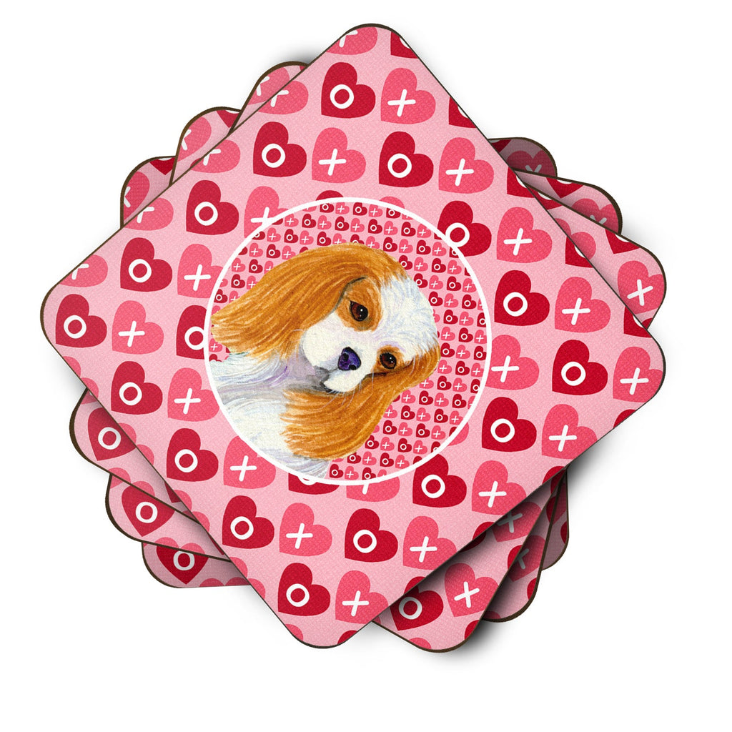 Cavalier Spaniel Hearts Love and Valentine's Day Portrait Foam Coasters Set of 4 Cup Coasters for Indoor Outdoor, Tabletop Protection, Anti Slip, Mouse pad Material