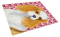 Cavalier Spaniel Hearts Love and Valentine's Day Portrait Cutting Board Tempered Glass Kitchen Cutting Surface, Heat Resistant Chopping, Non-Slip Feet, Food Prep & Serving