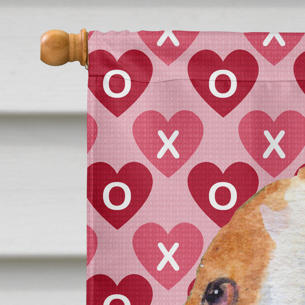 Basset Hound Hearts Love and Valentine's Day Portrait House Flag 28x40 Porch Sleeve Pole Decorative Outside Yard Banner Artwork Wall Hanging, Polyester