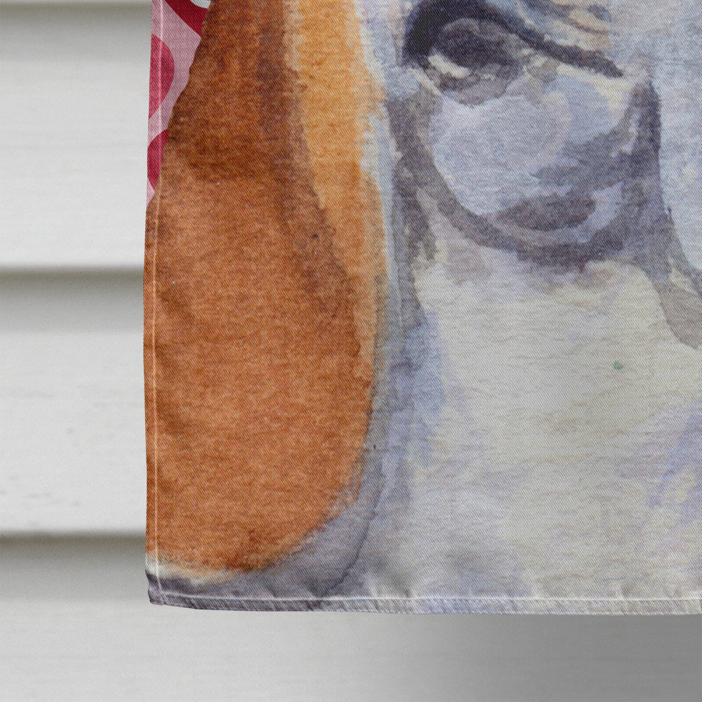 Basset Hound Hearts Love and Valentine's Day Portrait House Flag 28x40 Porch Sleeve Pole Decorative Outside Yard Banner Artwork Wall Hanging, Polyester
